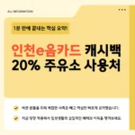 인천e음카드 캐시백 20% 주유소 사용처·충전·혜택 2026 인천e음카드 캐시백