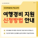 여행경비 지원 종류·자격조건·신청방법 2026년 완벽 가이드 여행경비 지원 신청방법